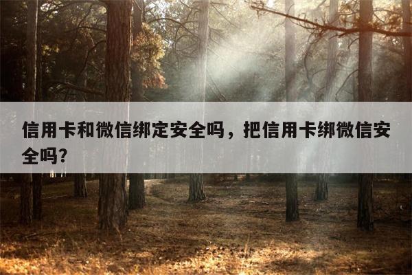 信用卡和微信绑定安全吗，把信用卡绑微信安全吗？
