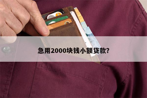 急用2000块钱小额贷款?