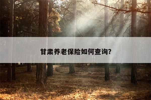 甘肃养老保险如何查询？