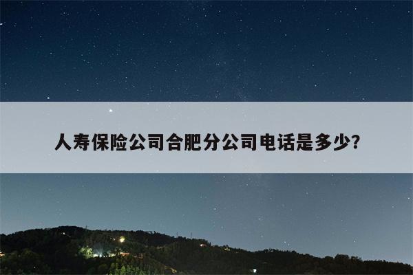 人寿保险公司合肥分公司电话是多少?
