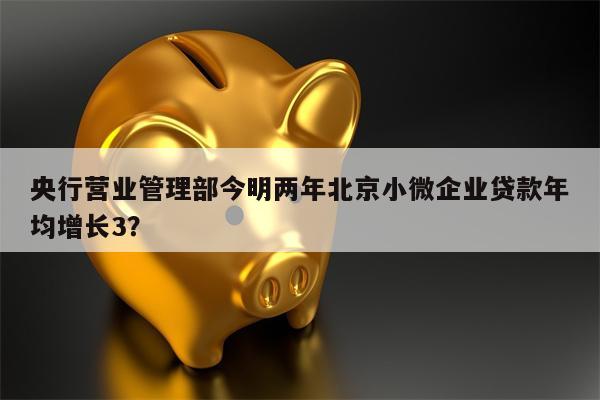 央行营业管理部今明两年北京小微企业贷款年均增长3?