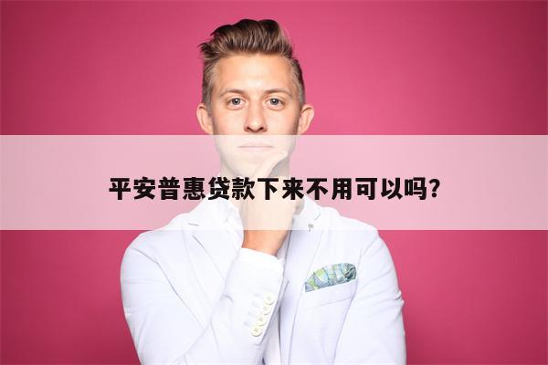 平安普惠贷款下来不用可以吗?