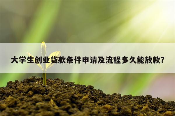 大学生创业贷款条件申请及流程多久能放款?