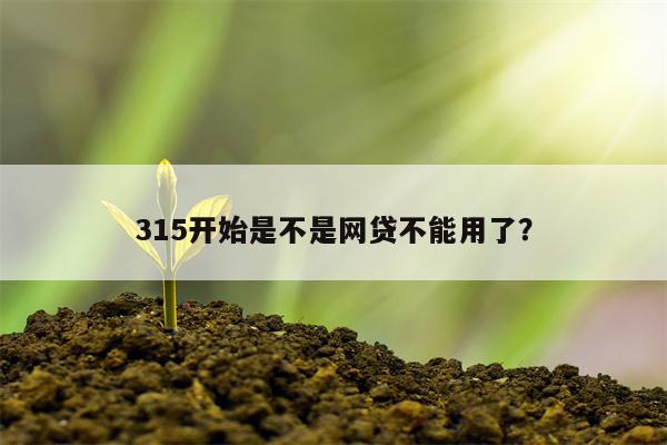 315开始是不是网贷不能用了?