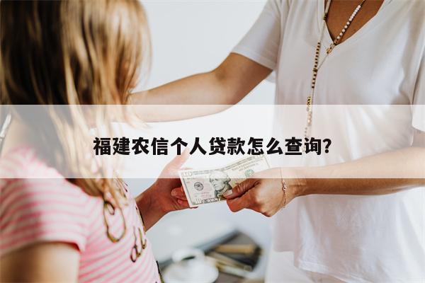 福建农信个人贷款怎么查询?