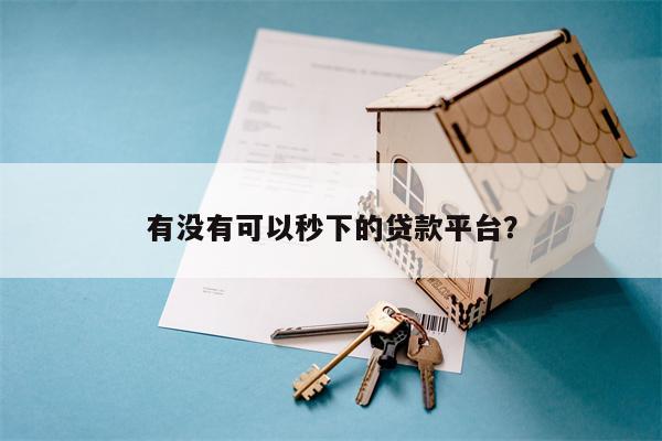 有没有可以秒下的贷款平台?