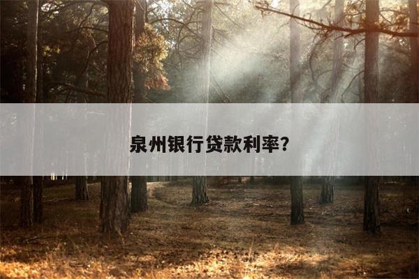 泉州银行贷款利率?