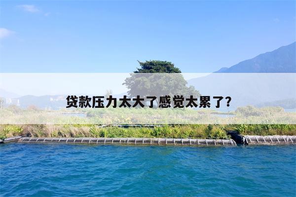 贷款压力太大了感觉太累了?